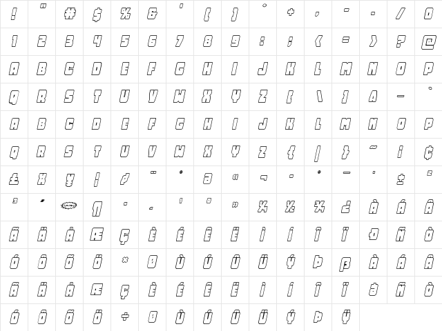 Opus Mundi Outline Italic Outline Italic font glyphpreview