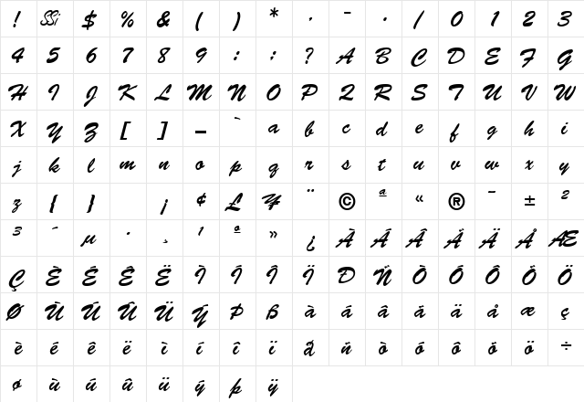 MotifScriptSSK Regular font glyphpreview