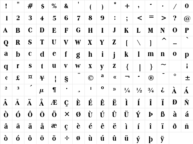 Americana Extra Bold font glyphpreview