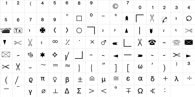 Commercial Pi One BQ Regular font glyphpreview