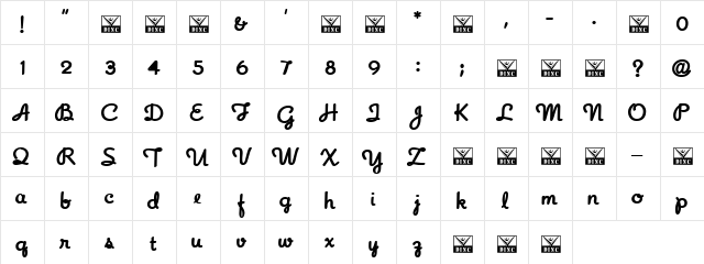 CinemaAisles Regular font glyphpreview