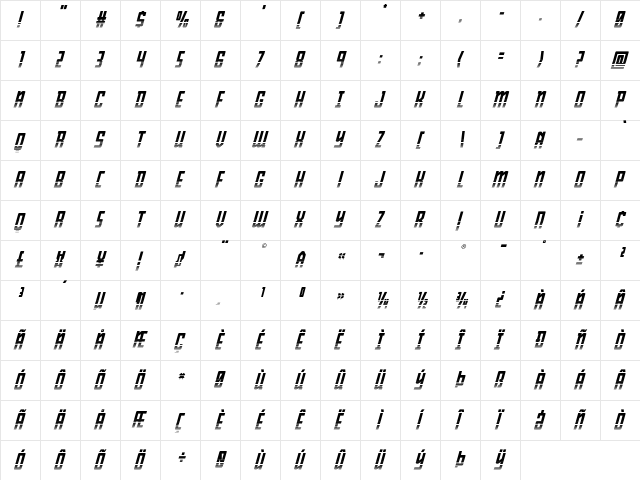 Young Patriot Halftone Italic Italic font glyphpreview