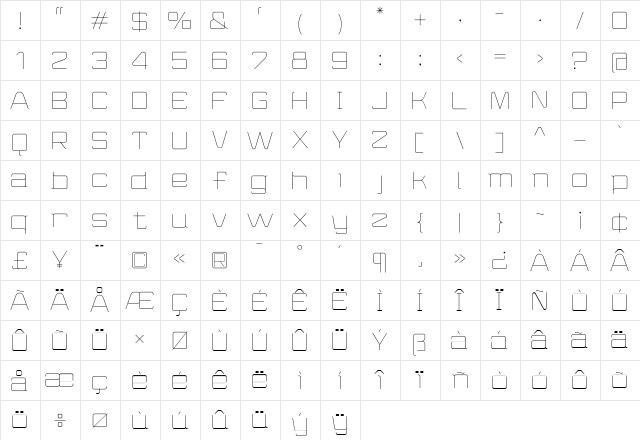 Wired Light font glyphpreview
