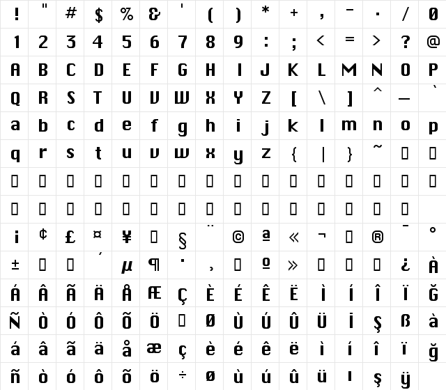 TR Clapton Regular font glyphpreview