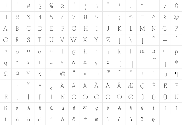 BetonEF Light font glyphpreview