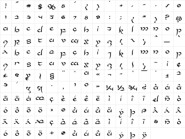 Half-Elven Expanded Expanded font glyphpreview