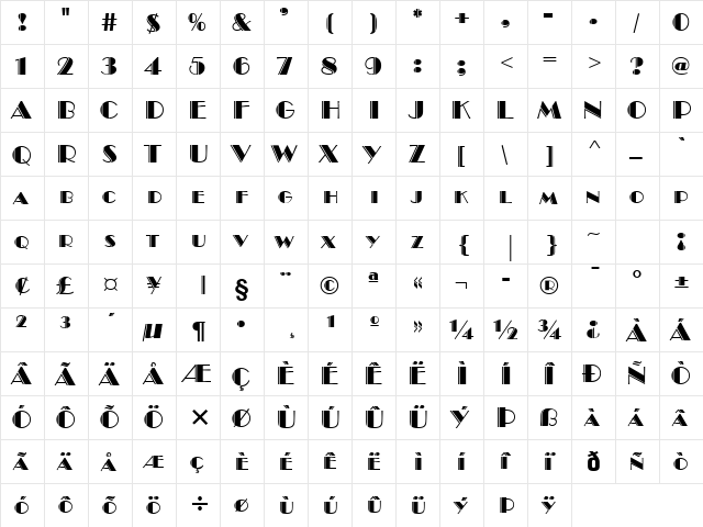 Brando Engraved Bold font glyphpreview