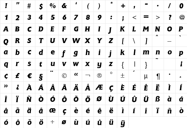 Fleming BoldItalic font glyphpreview