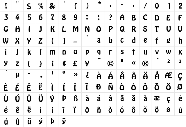 Hobo Regular font glyphpreview