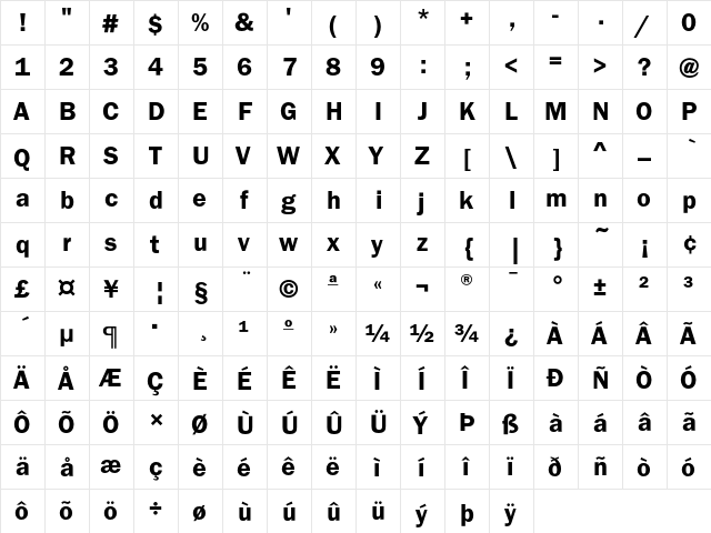 FranklinGothicEF Demi font glyphpreview