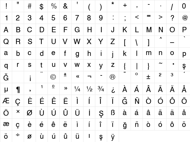 Sans Normal font glyphpreview