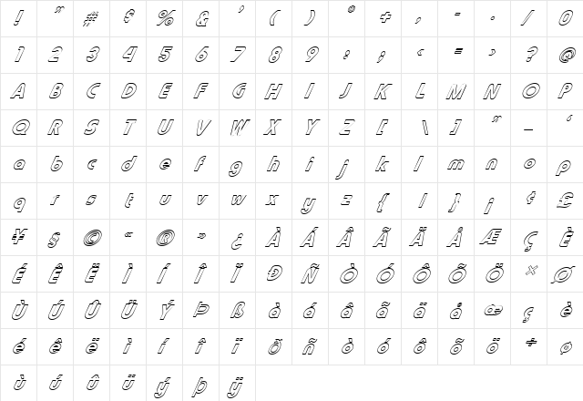 FZ BASIC 7 HOLLOW ITALIC Normal font glyphpreview