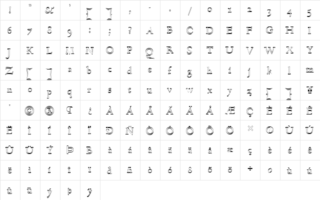 FZ ROMAN 17 HOLLOW Normal font glyphpreview