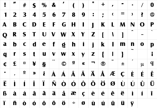 Salzburg-Serial-ExtraBold Regular font glyphpreview