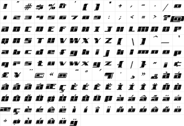 FreeLine CruiseExpress font glyphpreview