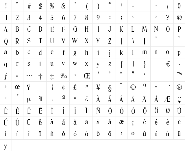 Denver-Regular Regular font glyphpreview