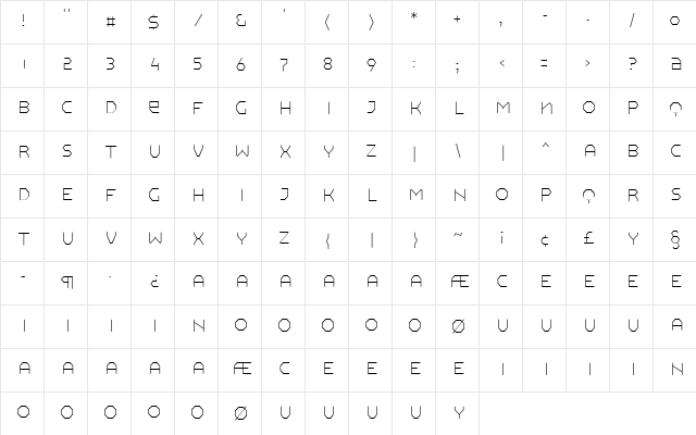 Pullman ExtraLight font glyphpreview