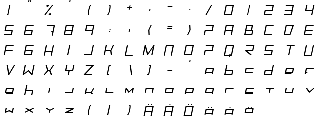 Trancemission BoldItalic font glyphpreview