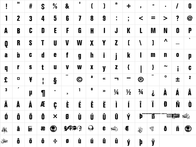 ONKELZ 2014 Regular font glyphpreview