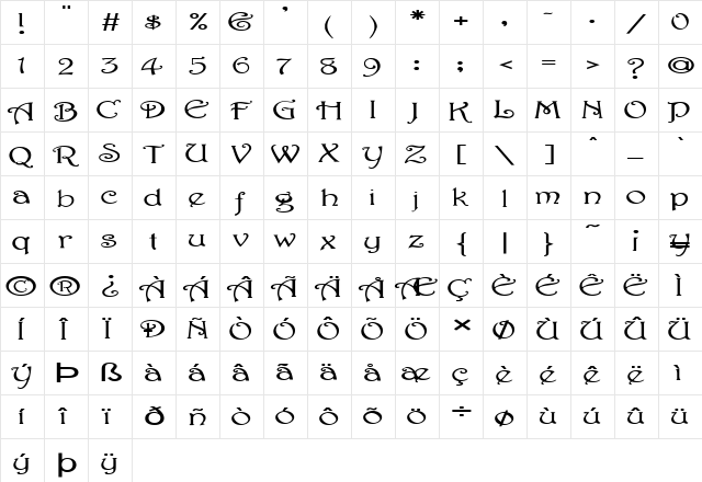 elista Normal font glyphpreview