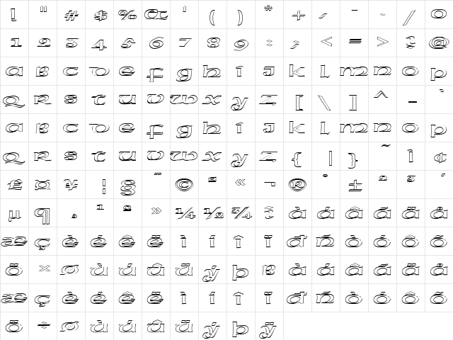 FZ BASIC 43 HOLLOW EX Normal font glyphpreview