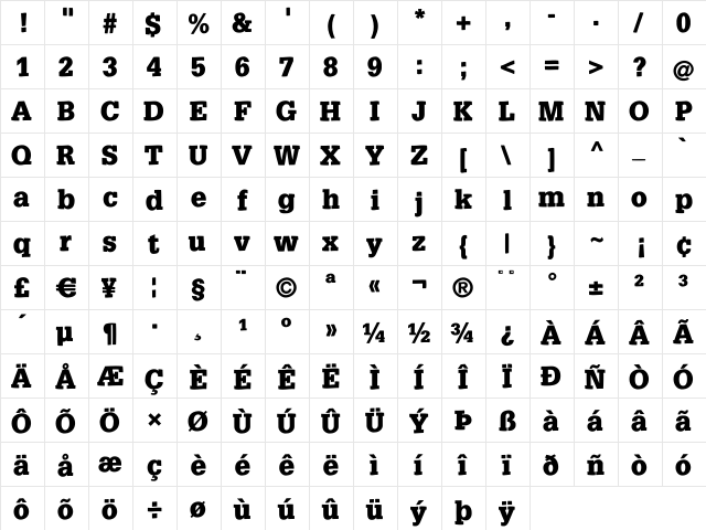 Slabsoft Bold font glyphpreview