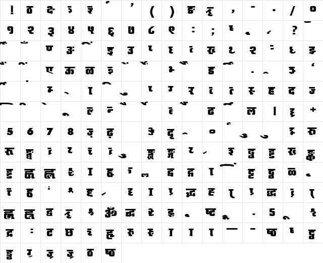 AkrutiDevAkshardharaExtBold Extra Bold font glyphpreview