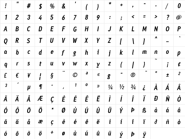 Ayumi Pro Bold Italic font glyphpreview