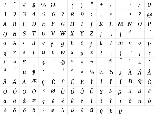 PF Agora Serif Pro Medium Italic font glyphpreview