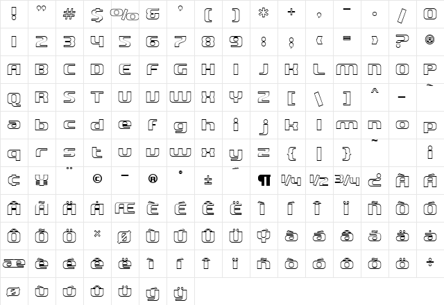 SF Quartzite Outline Regular font glyphpreview