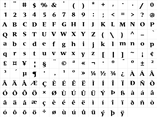 Areplos Text Pro Bold font glyphpreview