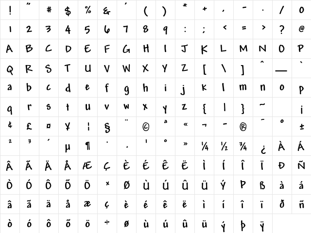 Andy Std Bold font glyphpreview