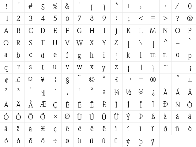 QuintessenceSSK Regular font glyphpreview