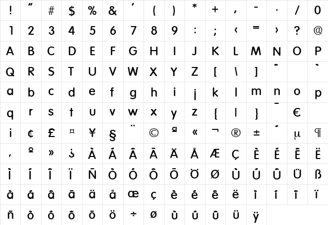 Volkswagen-Medium Regular font glyphpreview