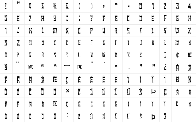 FZ WARPED 18 Normal font glyphpreview