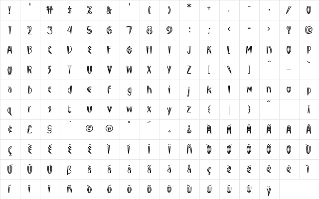 Swizzle Regular font glyphpreview