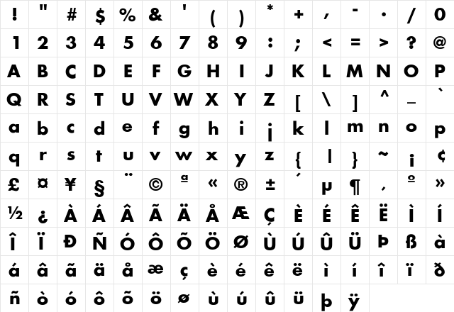 Futura-Bold Regular font glyphpreview