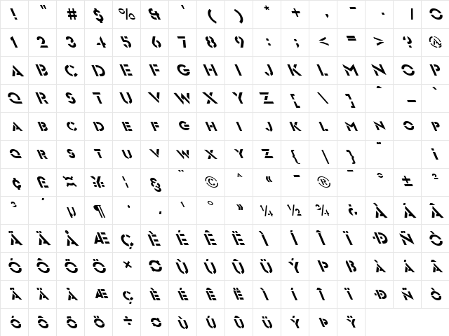 FZ JAZZY 54 LEFTY Regular font glyphpreview