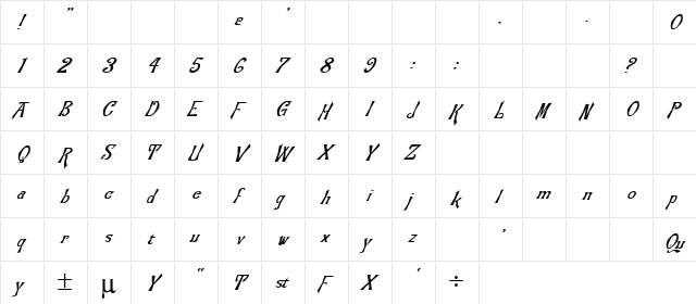 Tora 4 Italic font glyphpreview