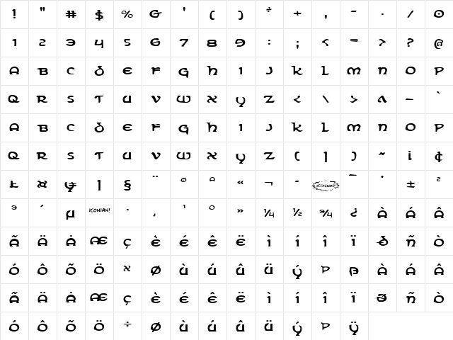 Erin Go Bragh Expanded Expanded font glyphpreview