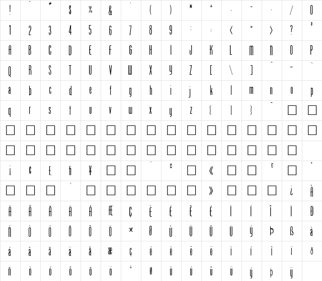 FZ BASIC 49 COND Normal font glyphpreview