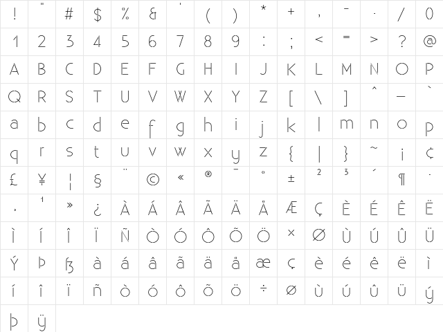 Existence Stencil Light Regular font glyphpreview