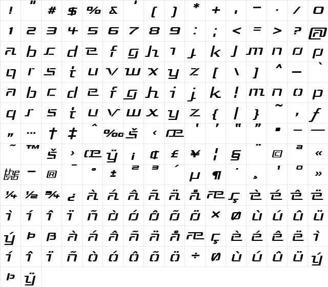 Republika III Exp Italic font glyphpreview