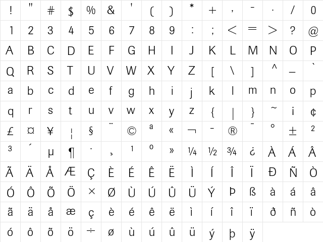 Berthold Imago Light font glyphpreview