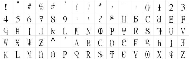 Skreech Regular font glyphpreview