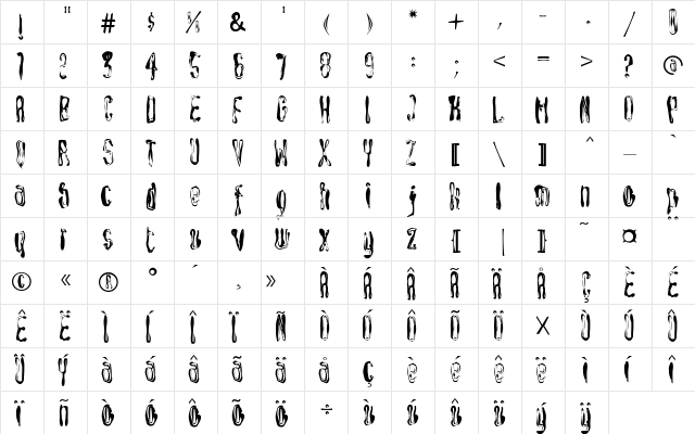 South Regular font glyphpreview
