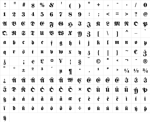 FetteFraktur LT Regular font glyphpreview