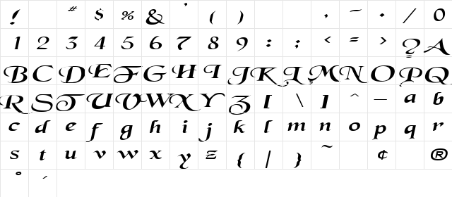 SwordsmanExtended Italic font glyphpreview