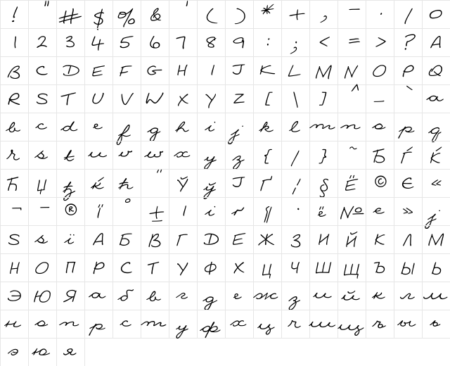 NinaCTT Normal font glyphpreview