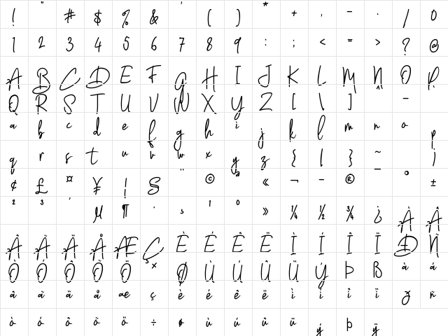 Latter Slant Regular font glyphpreview